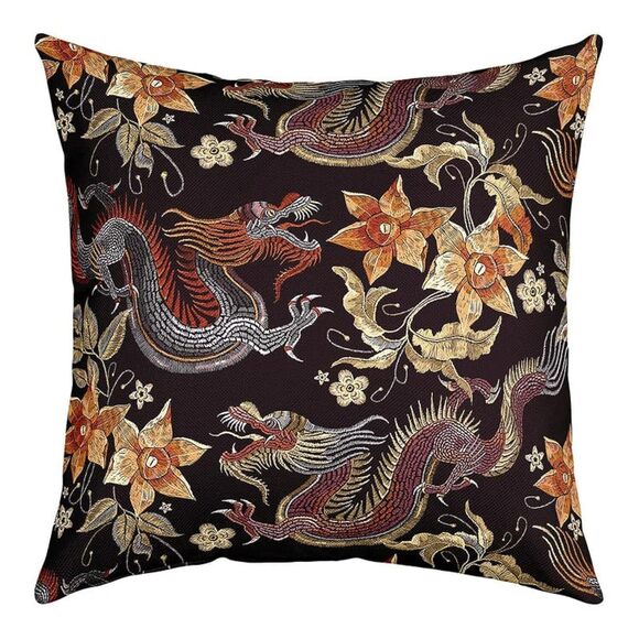 Other - 1151 Set of 4 Dragon Throw Pillow Covers,Traditional Exotic Dragon Print